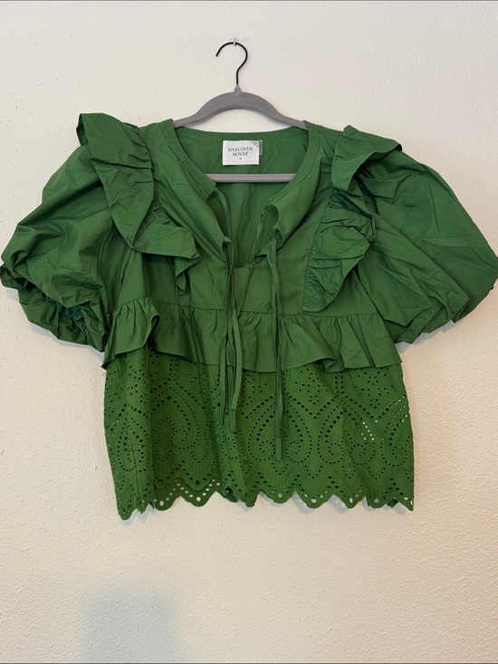 Hyacinth House Tops - Tuckernuck Hyacinth House Green Ruffle Eyelet Top
